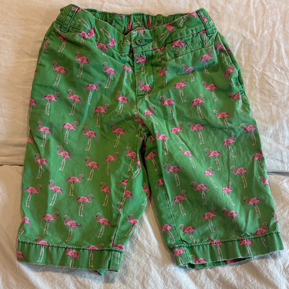 Land’s End Green Flamingo Print Kids Shorts